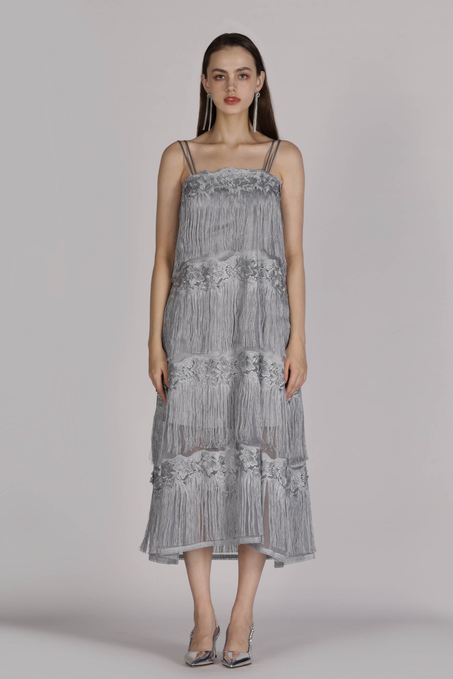 Fringe suspenders dress