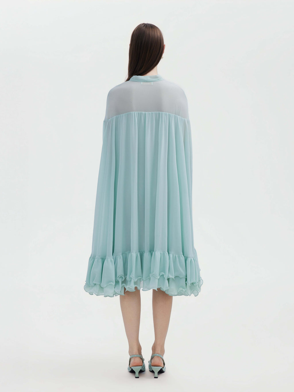 MINT CHIFFON CAPE MINI DRESS