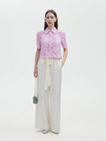 BLUSH PINK LACE PERAL BOTTON TOP