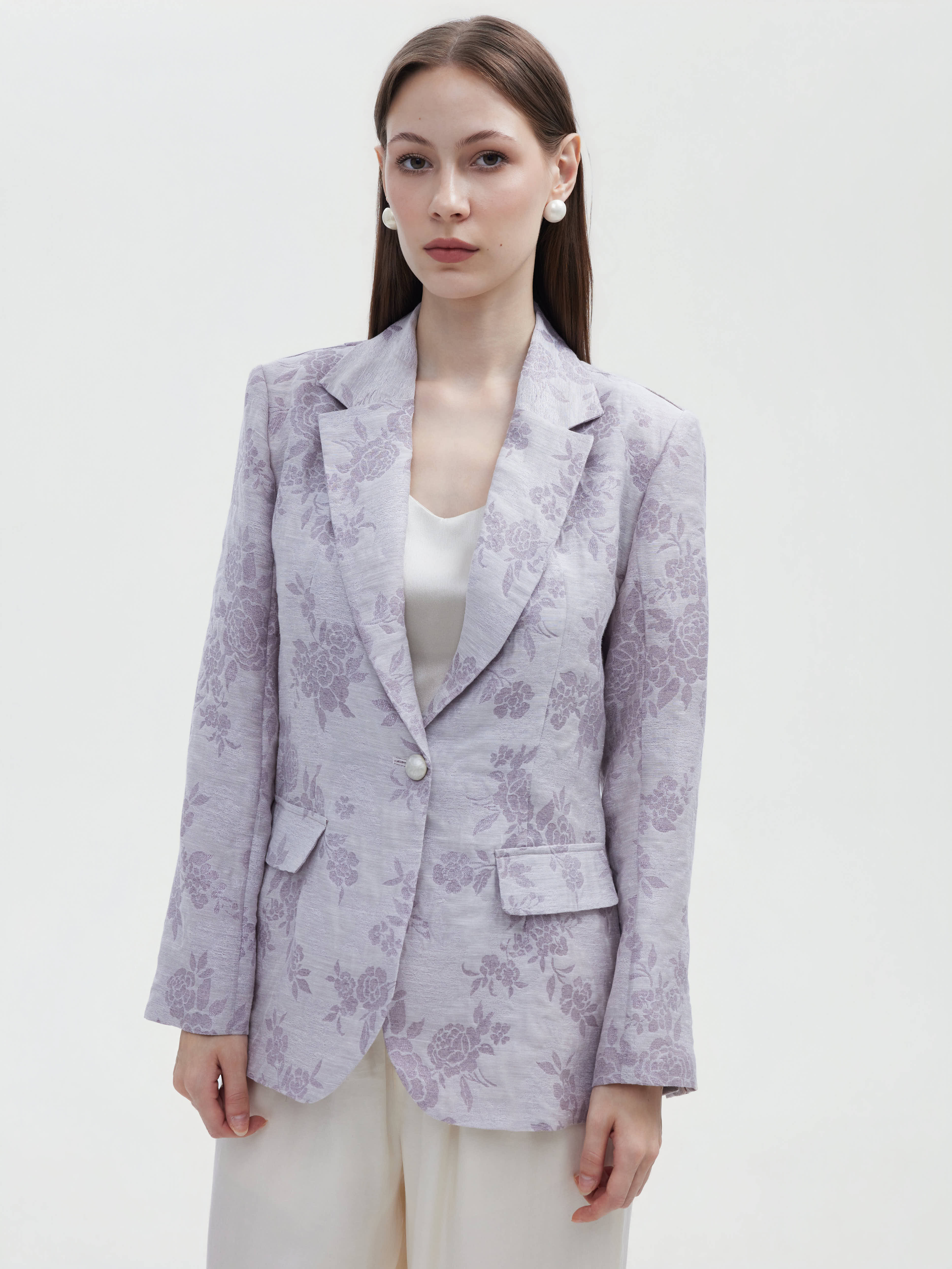 Lavender Rose Jacquard silk Blazer