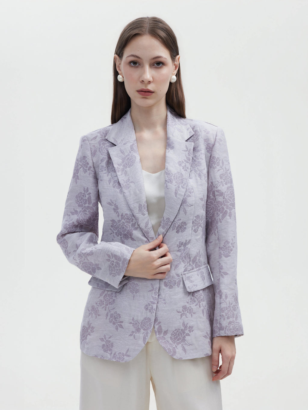 Lavender Rose Jacquard silk Blazer