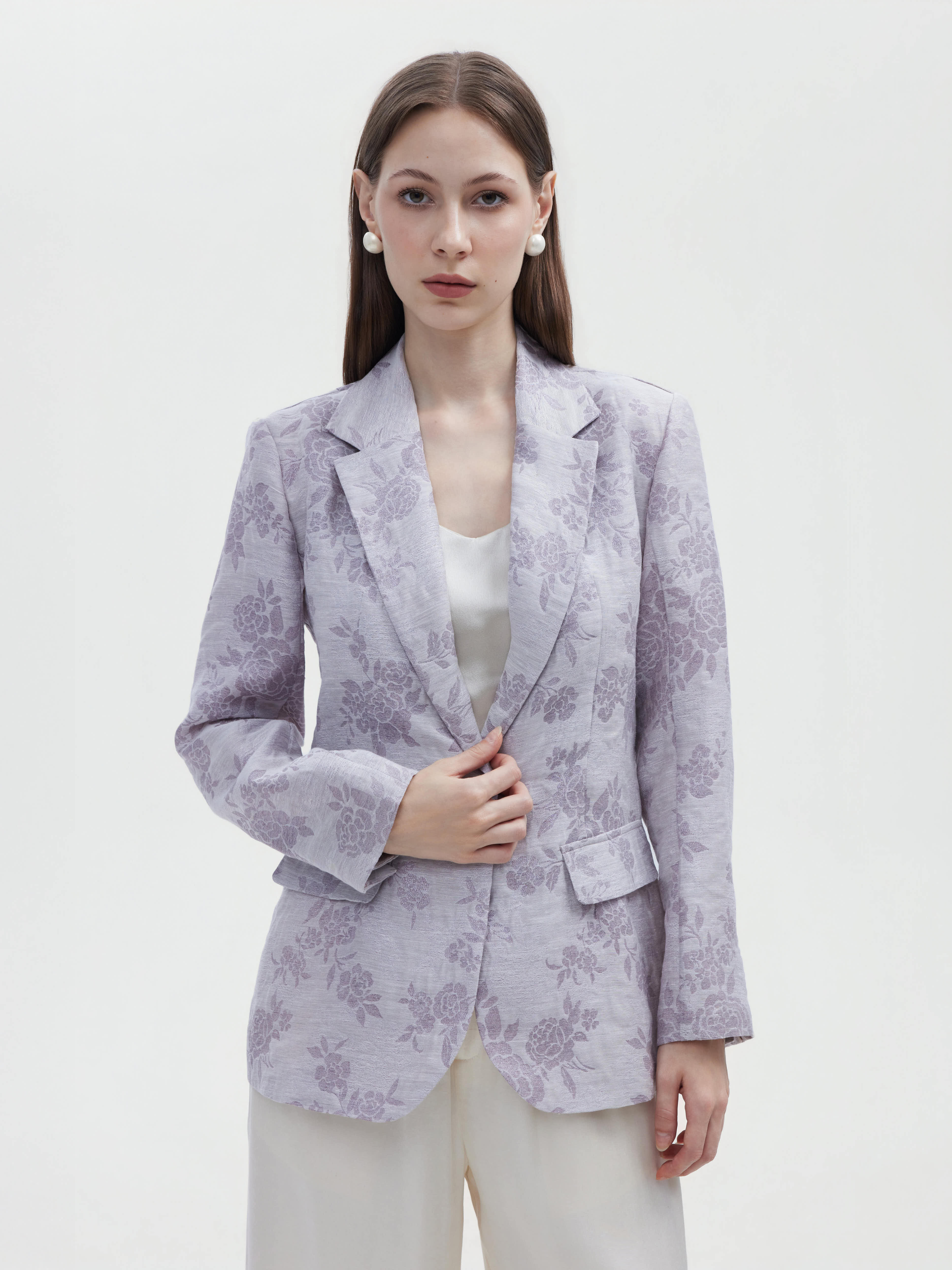 Lavender Rose Jacquard silk Blazer