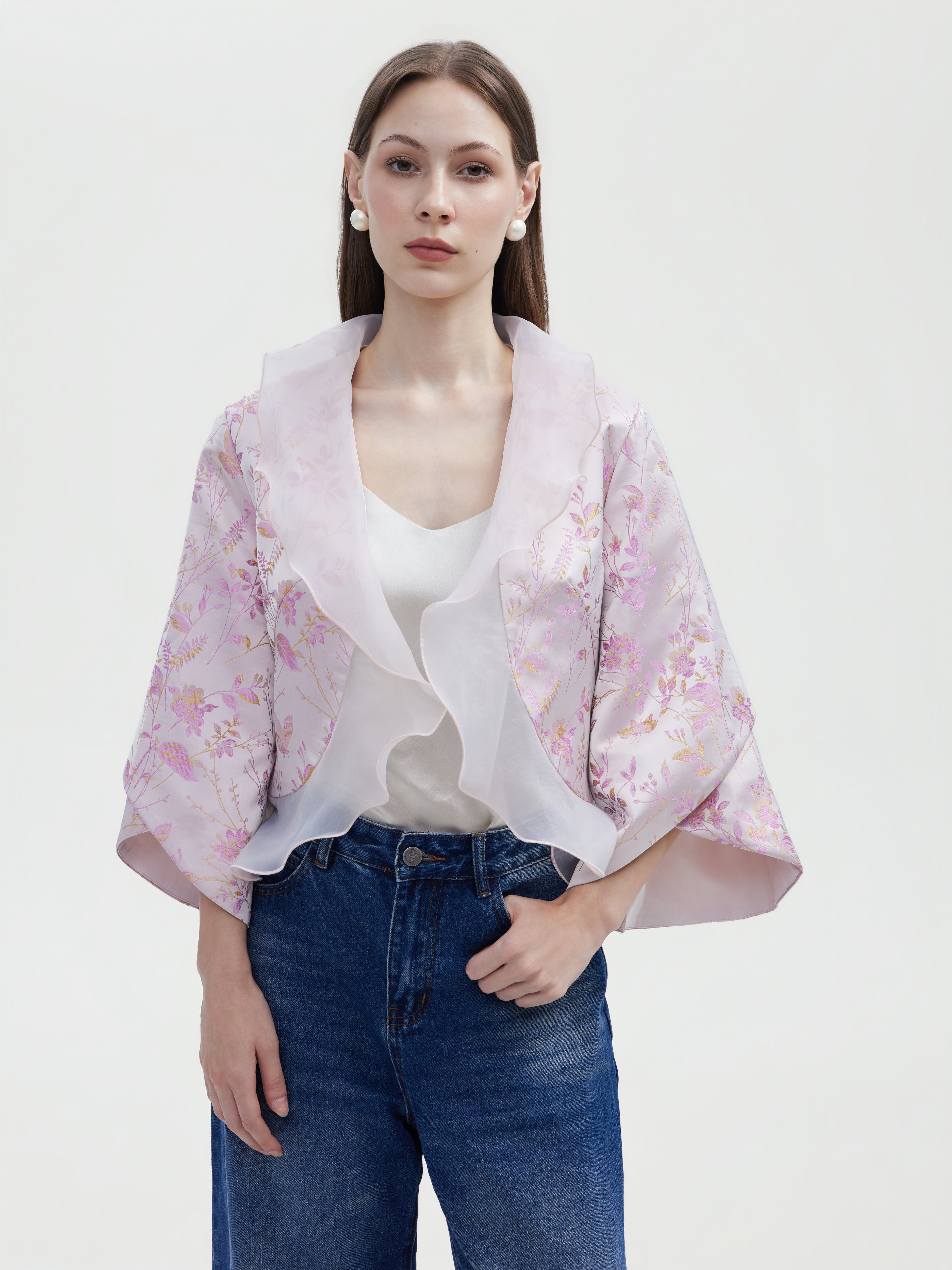 PINK JACQUARD ORGANZA JACKET