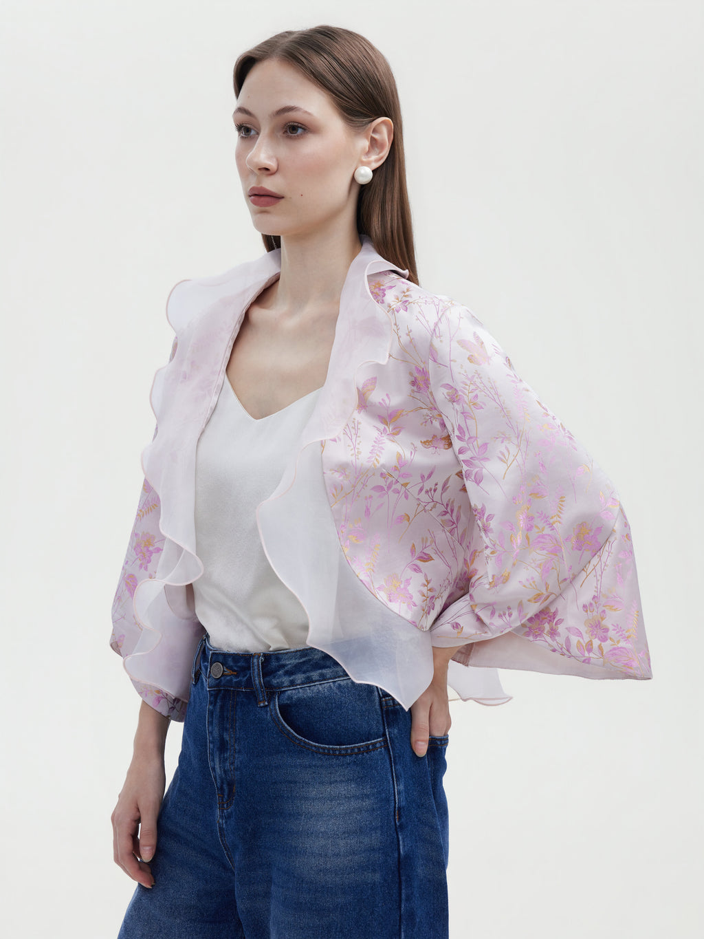 PINK JACQUARD ORGANZA JACKET
