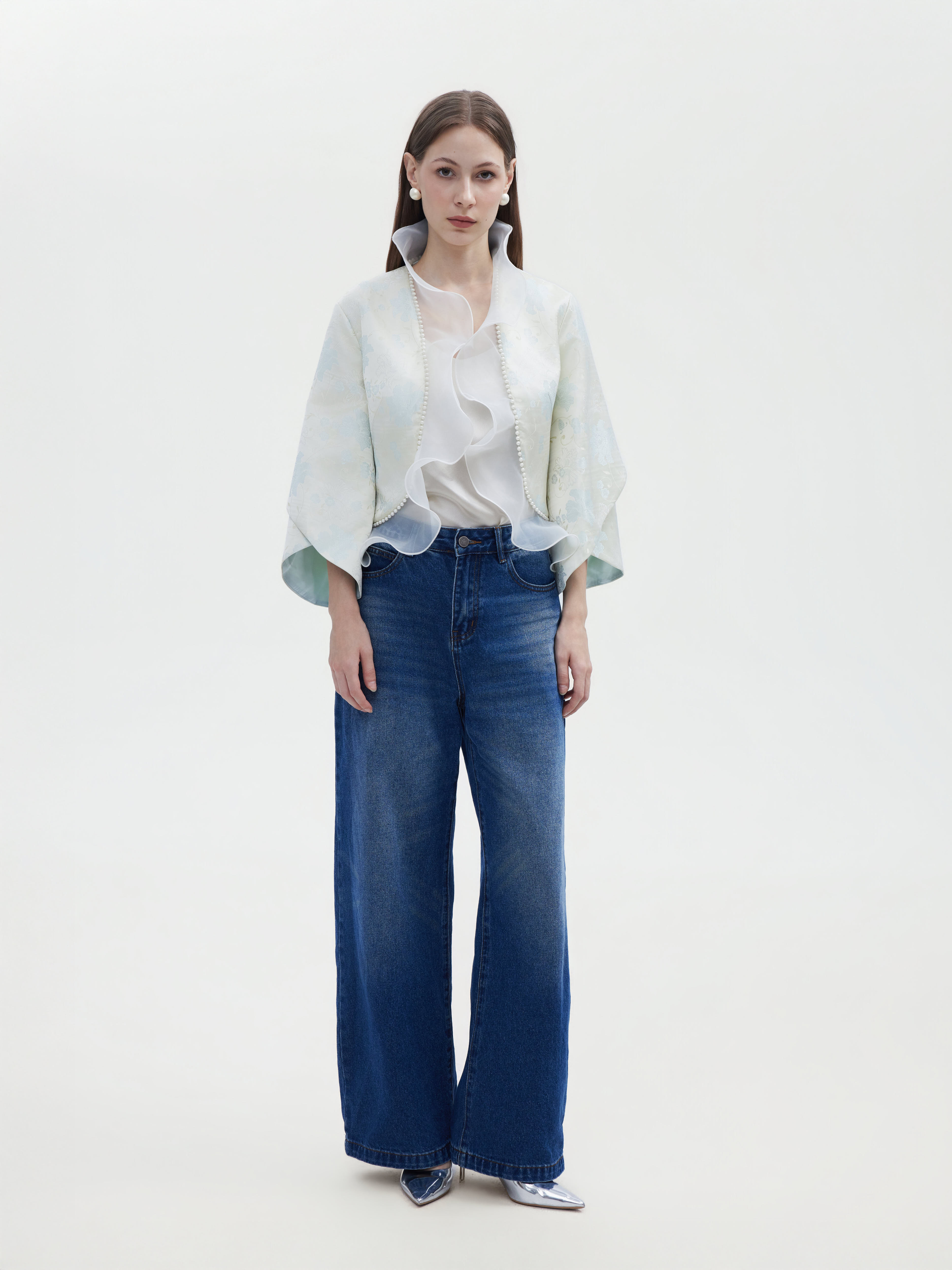 PERAL TRIMMED JACQUARD ORGANZA JACKET