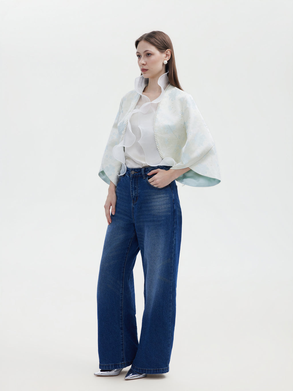 PERAL TRIMMED JACQUARD ORGANZA JACKET