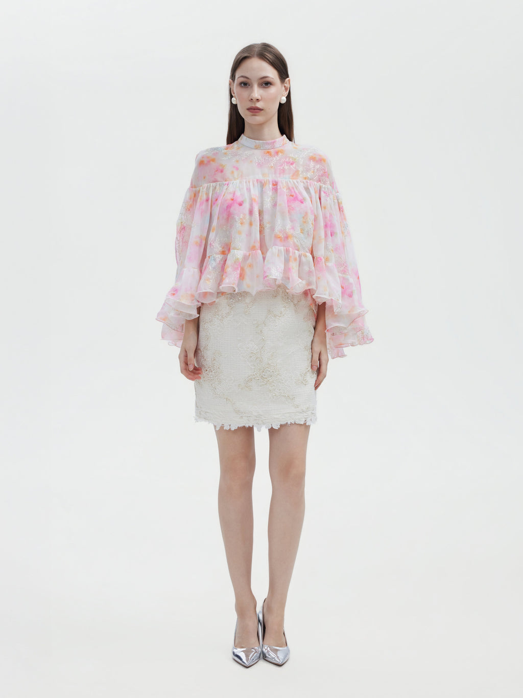 BEADED LACE MINI SKIRT