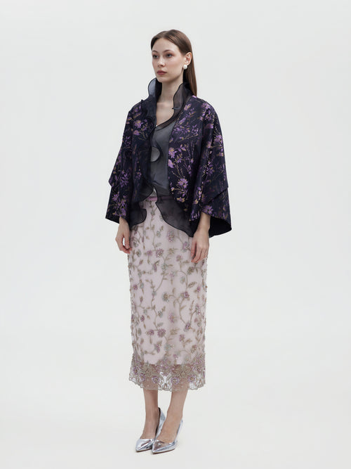 BLACK FLORAL EMBROIDERED JACKET