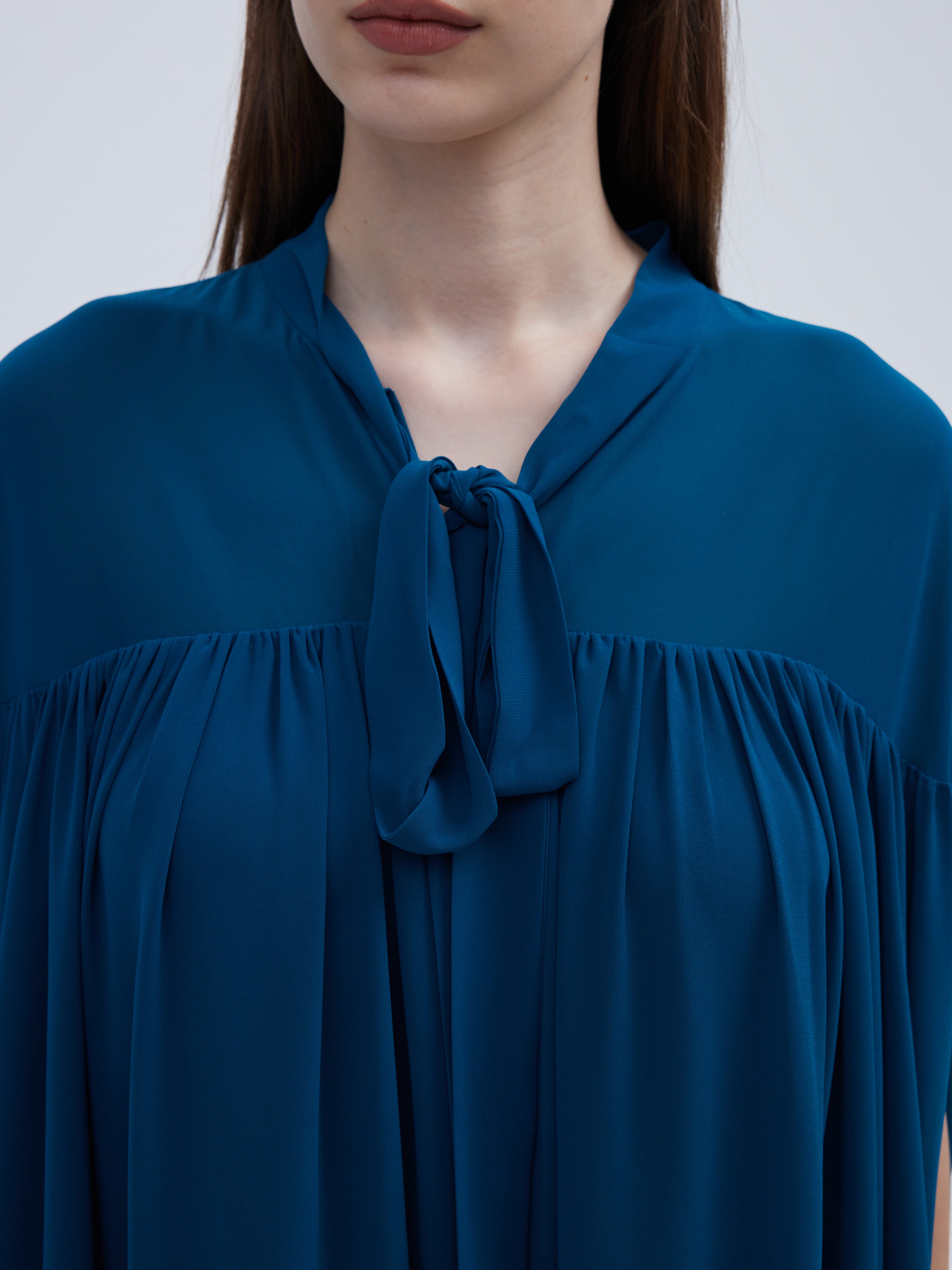 BLUE CHIFFON CAPE MINI DRESS