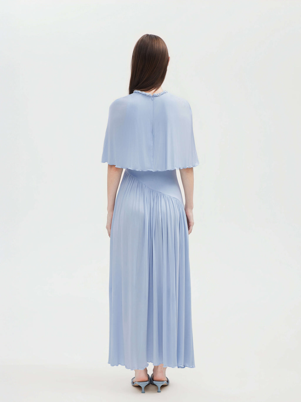BLUE CAPELET JERSEY MAXI DRESS