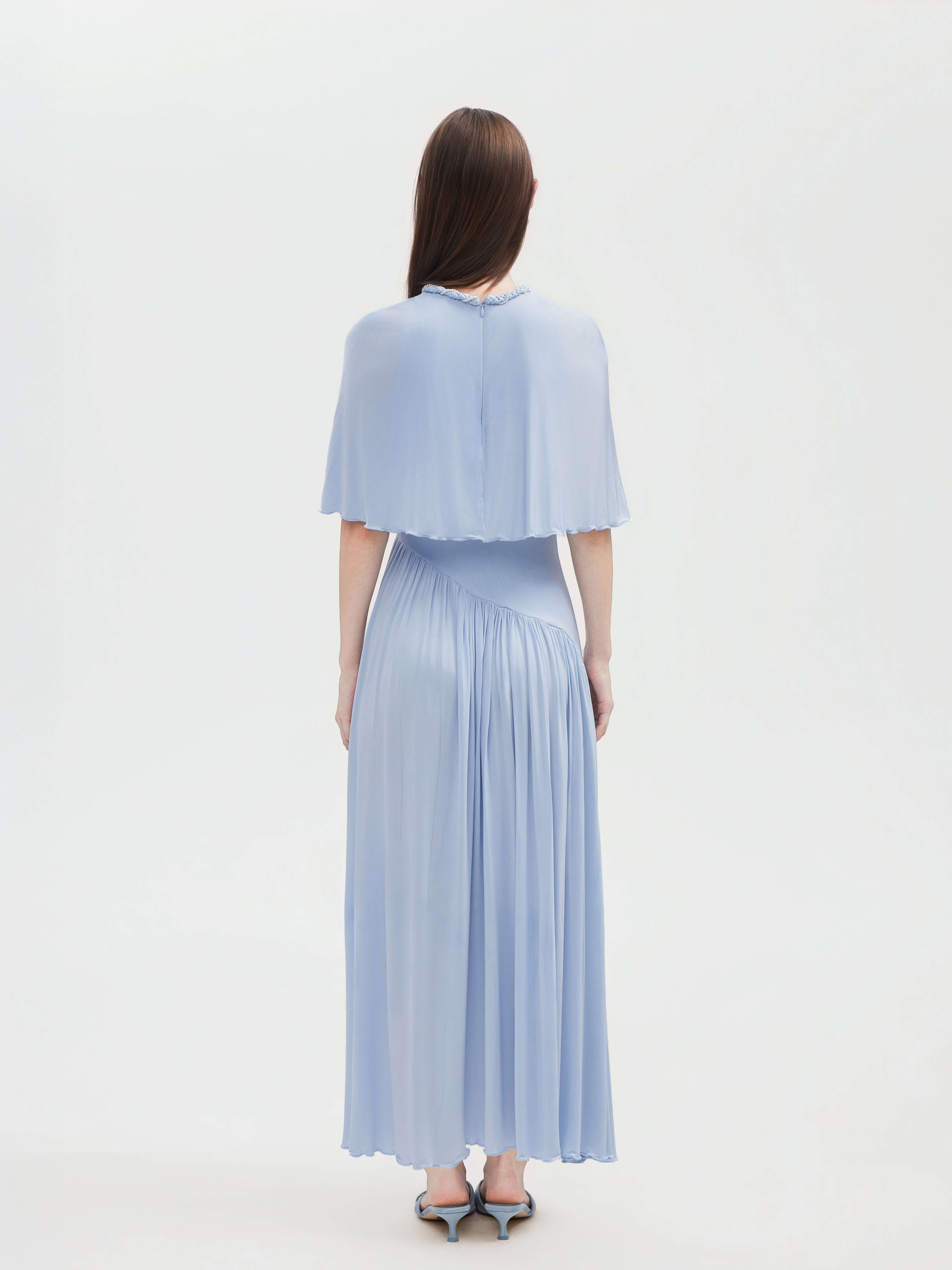 BLUE CAPELET JERSEY MAXI DRESS