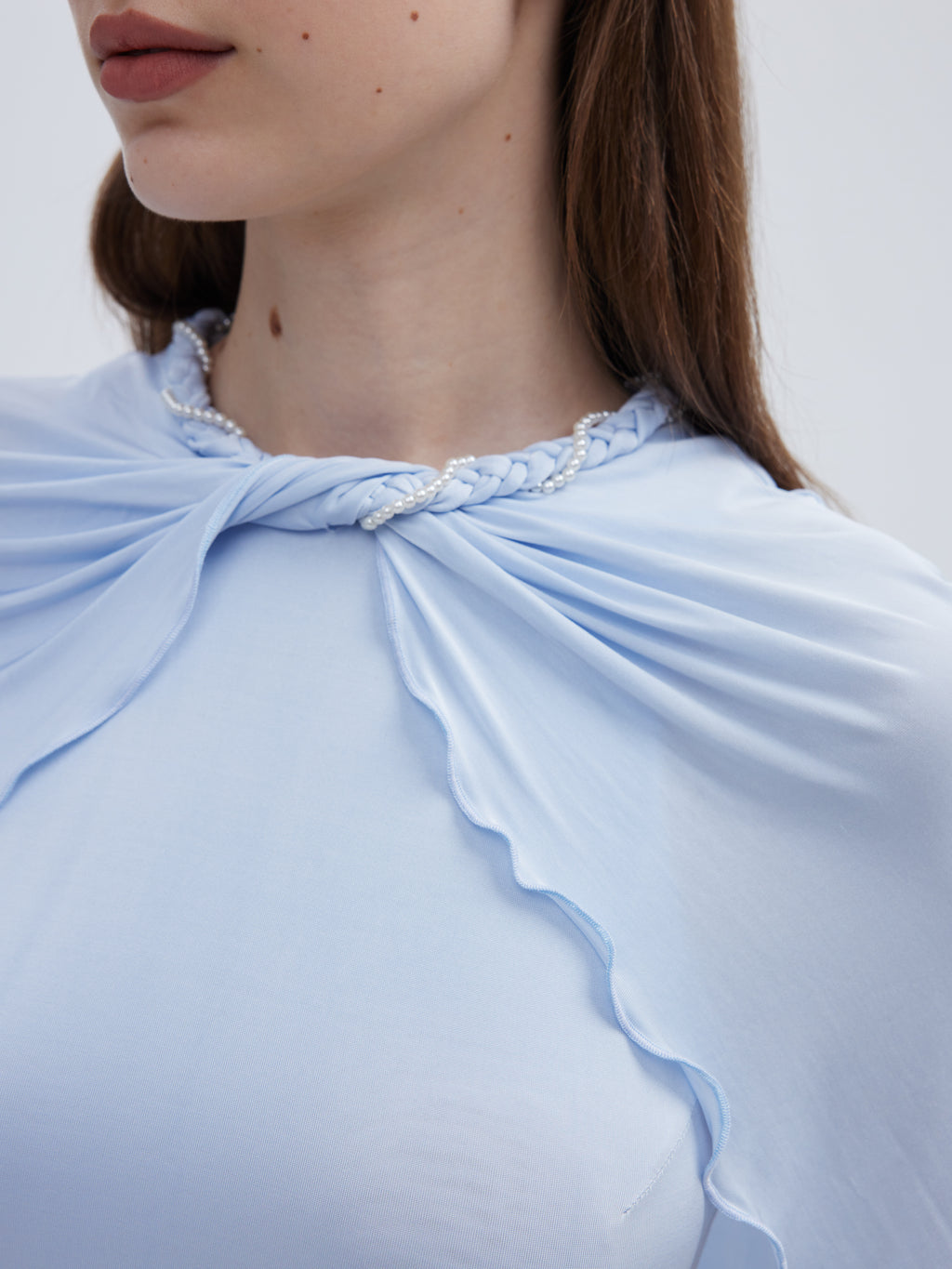 BLUE CAPELET JERSEY MAXI DRESS