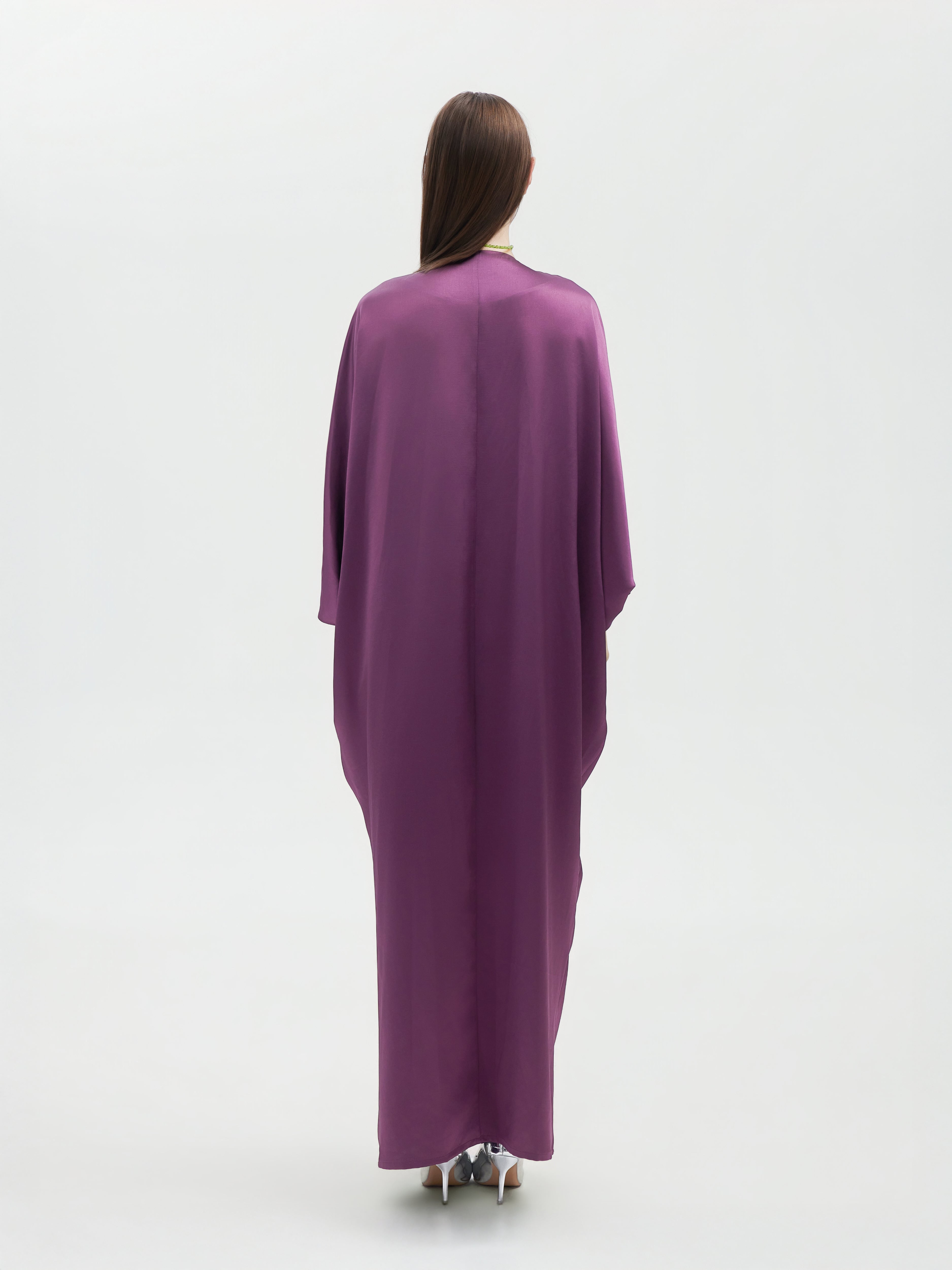 DEEP PURPLE ACETIC FRENCH BEADED MAXI DRESS