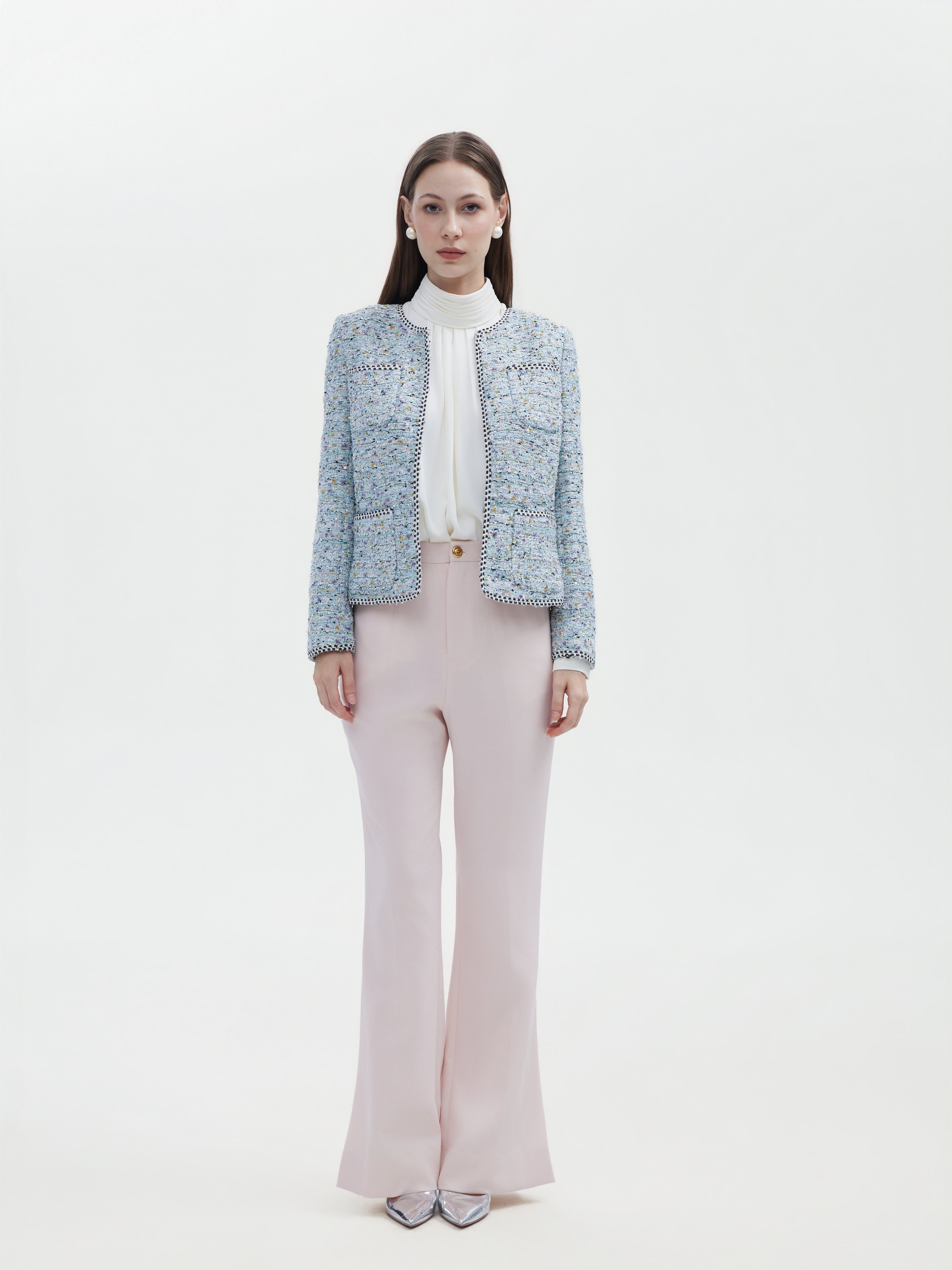 PINK HIGH WAIST FLARE TROUSERS