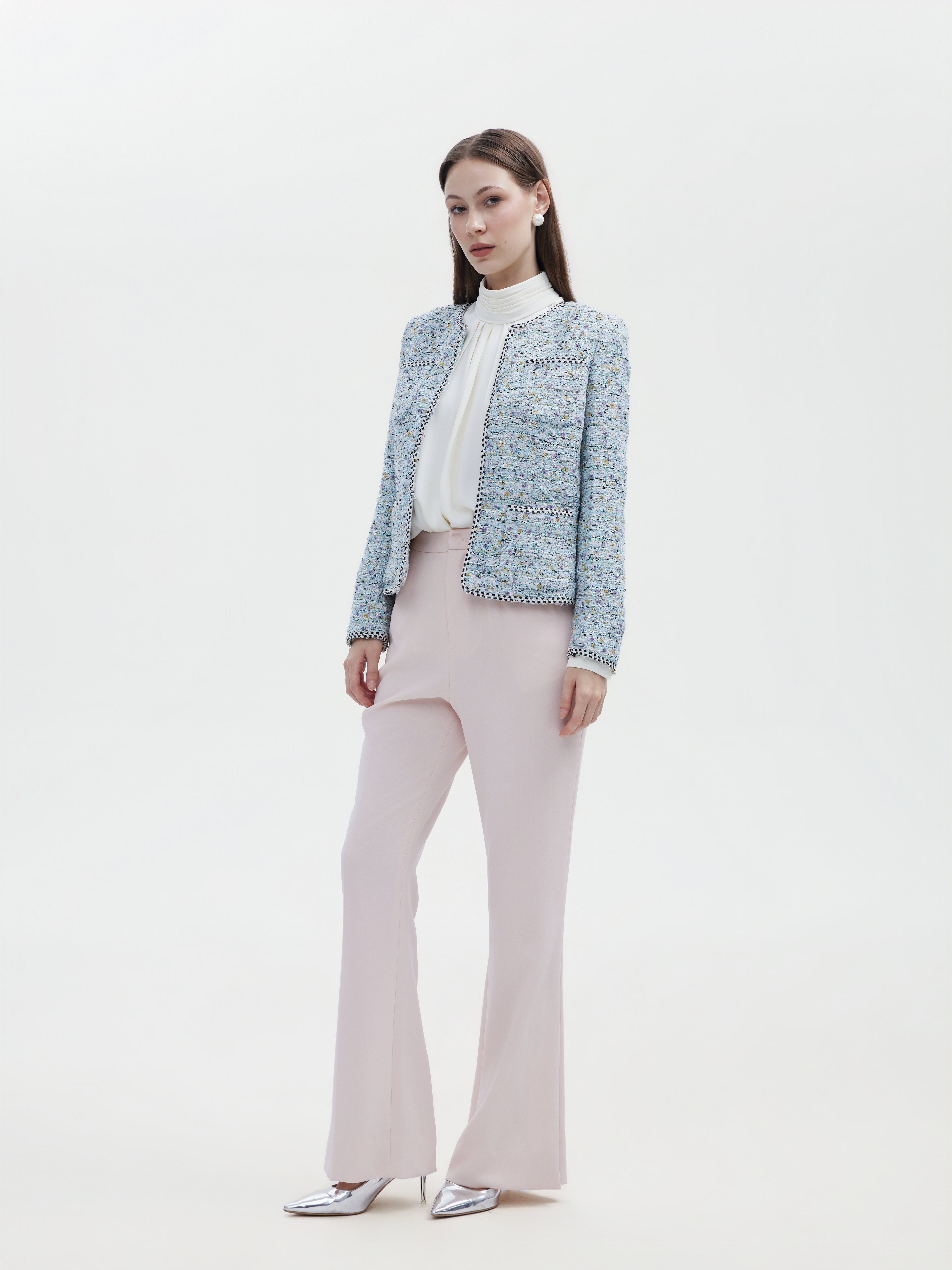 PINK HIGH WAIST FLARE TROUSERS