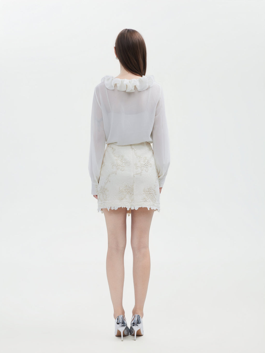 CREAM ROSE CHIFFON SHIRT