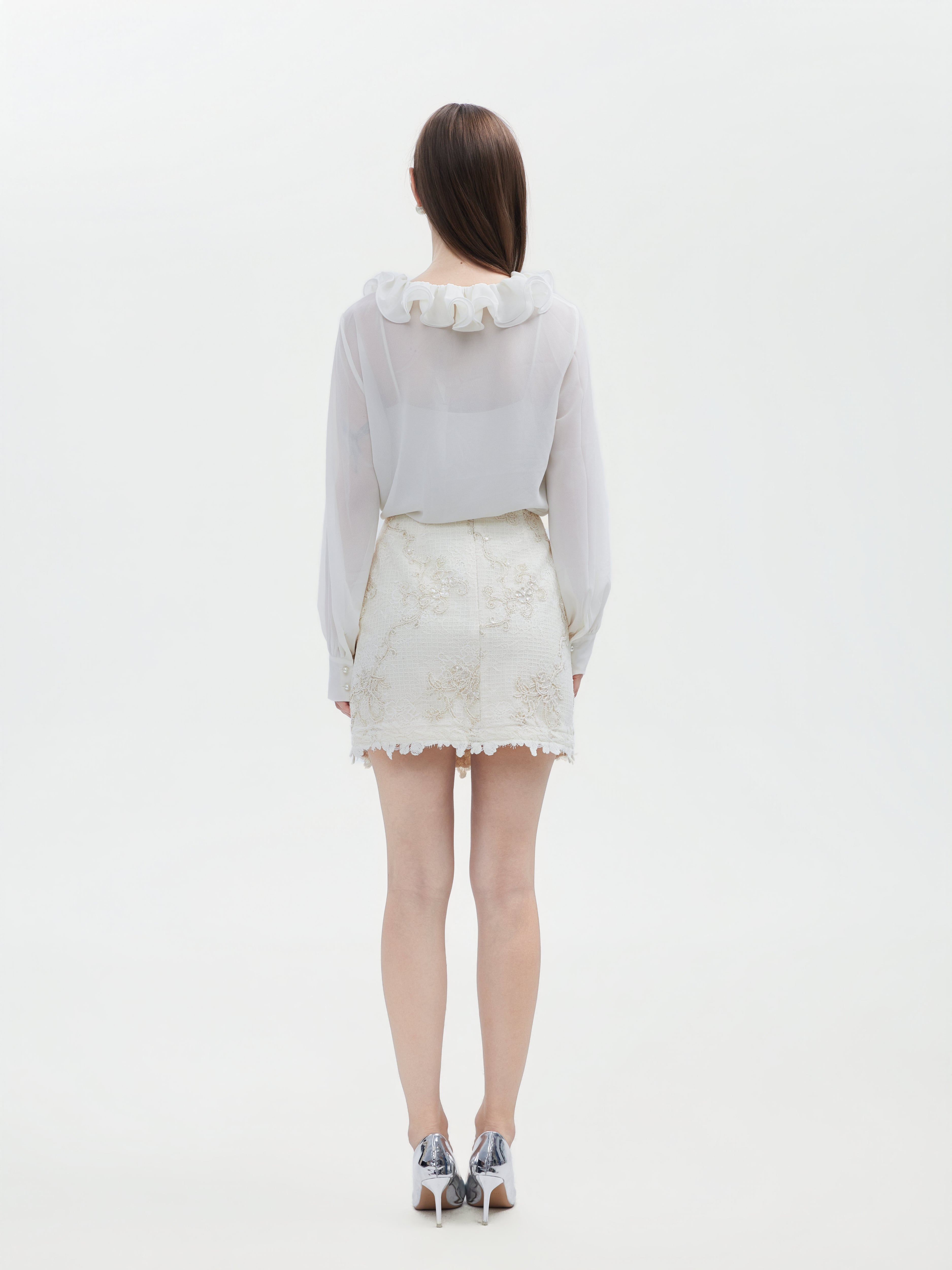 CREAM ROSE CHIFFON SHIRT