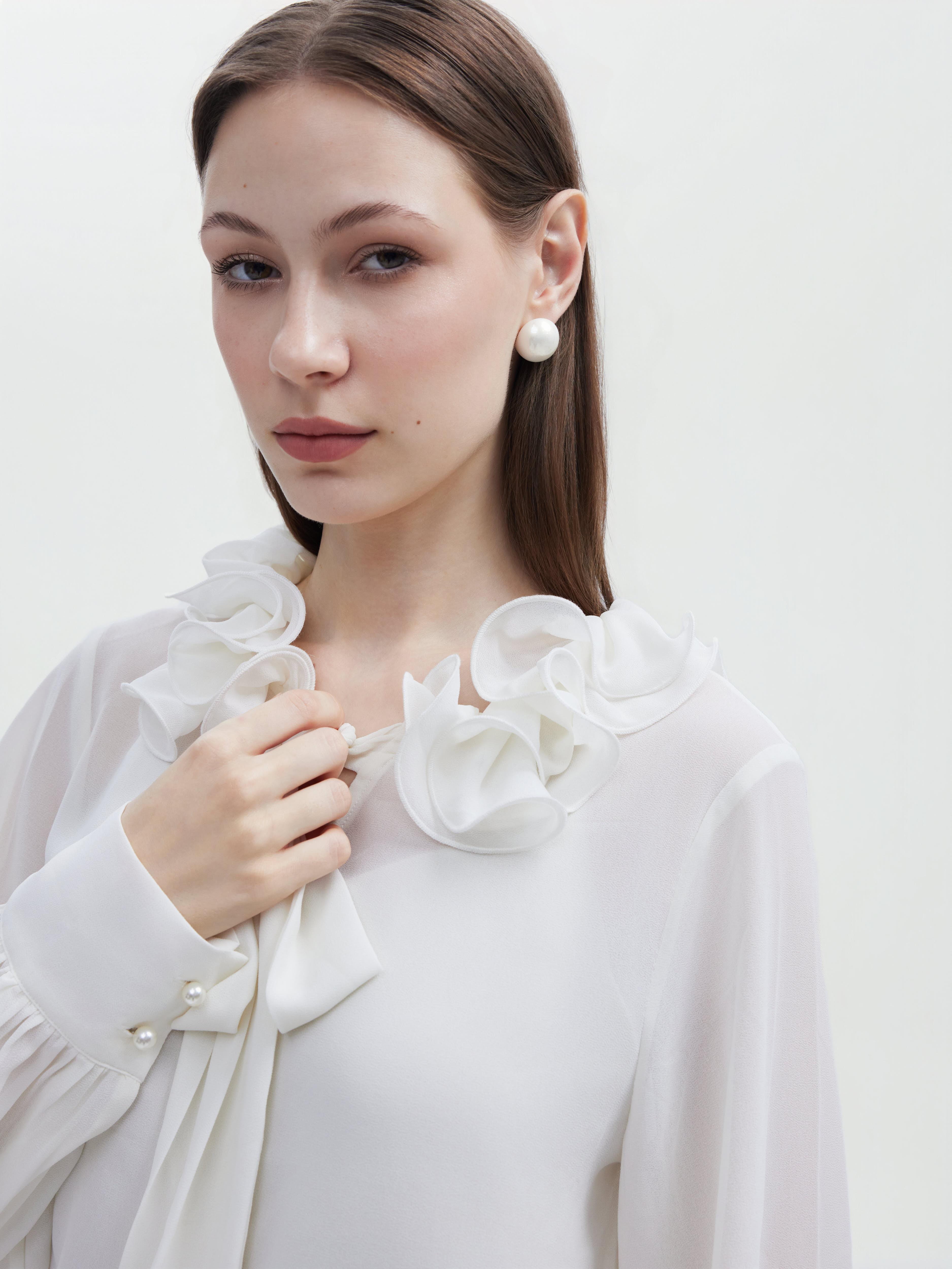 CREAM ROSE CHIFFON SHIRT