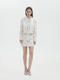 LVORY LACE TRIMMED TWEED JACKET