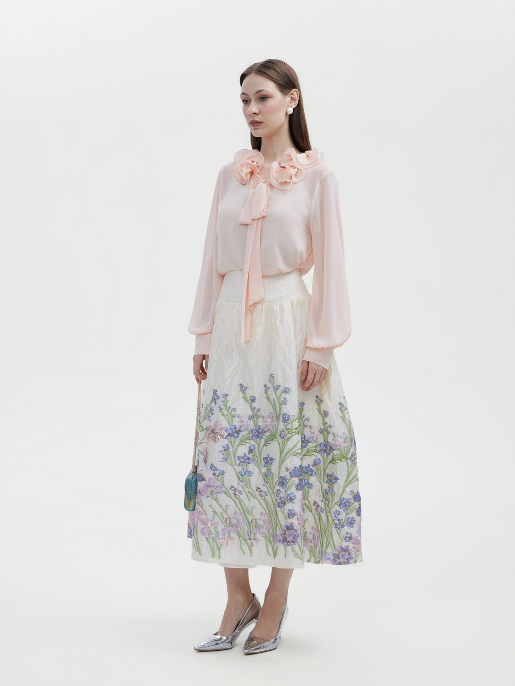 BLUSH PINK ROSE CHIFFON TOP