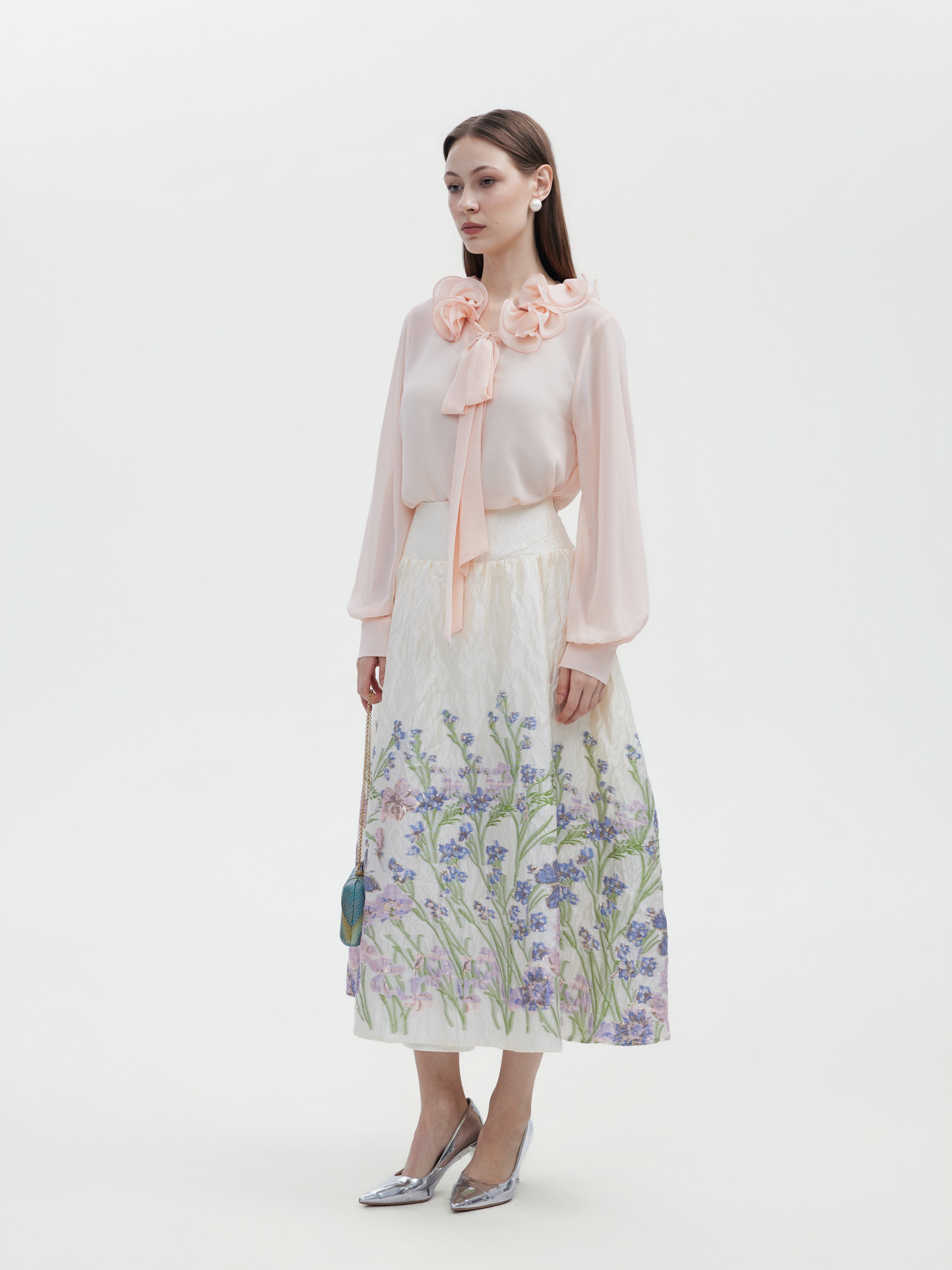 BLUSH PINK ROSE CHIFFON TOP