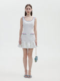 PASTEL TWEED FLOUNCE DRESS