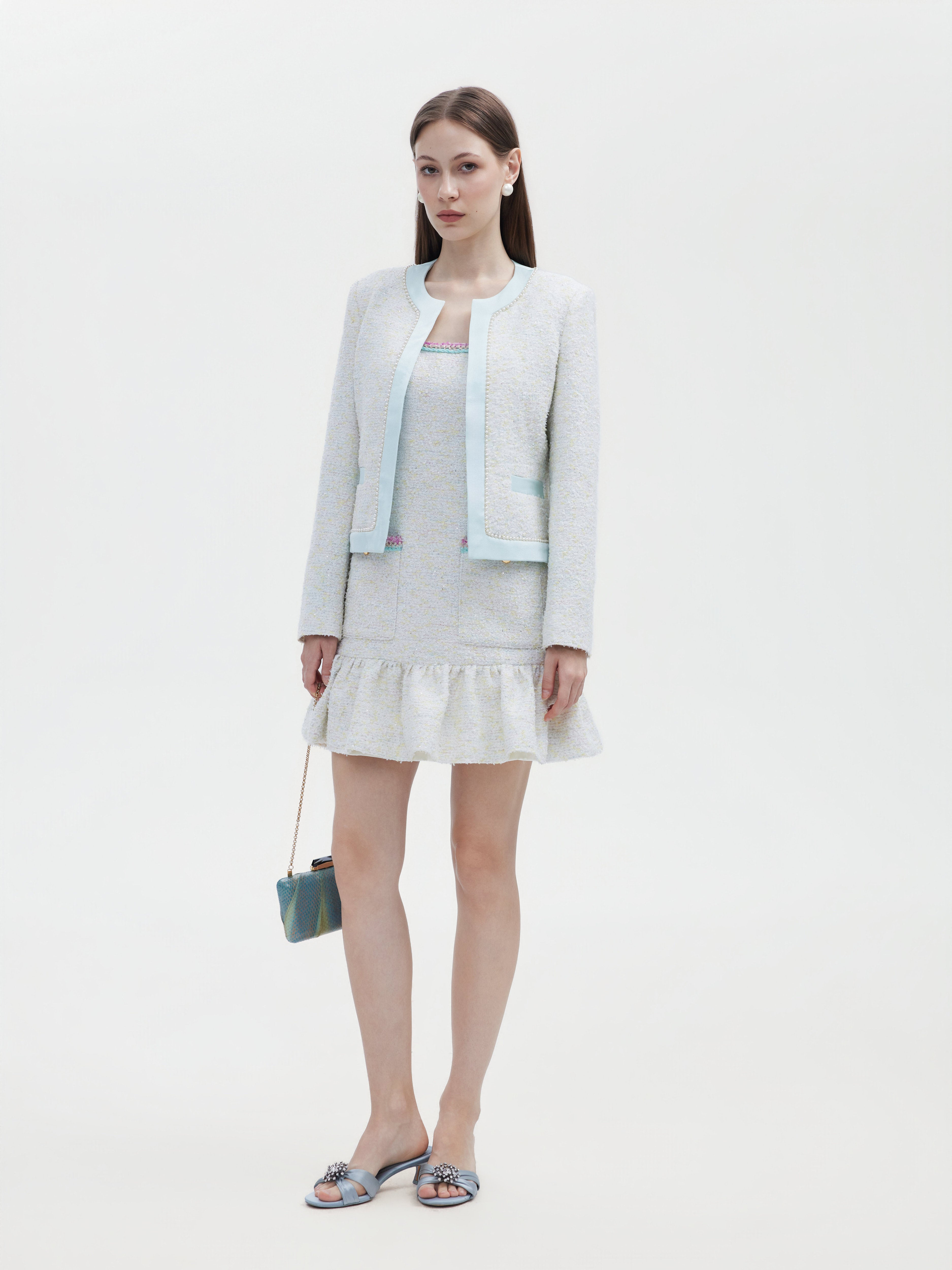 PASTEL TWEED TRIM JACKET