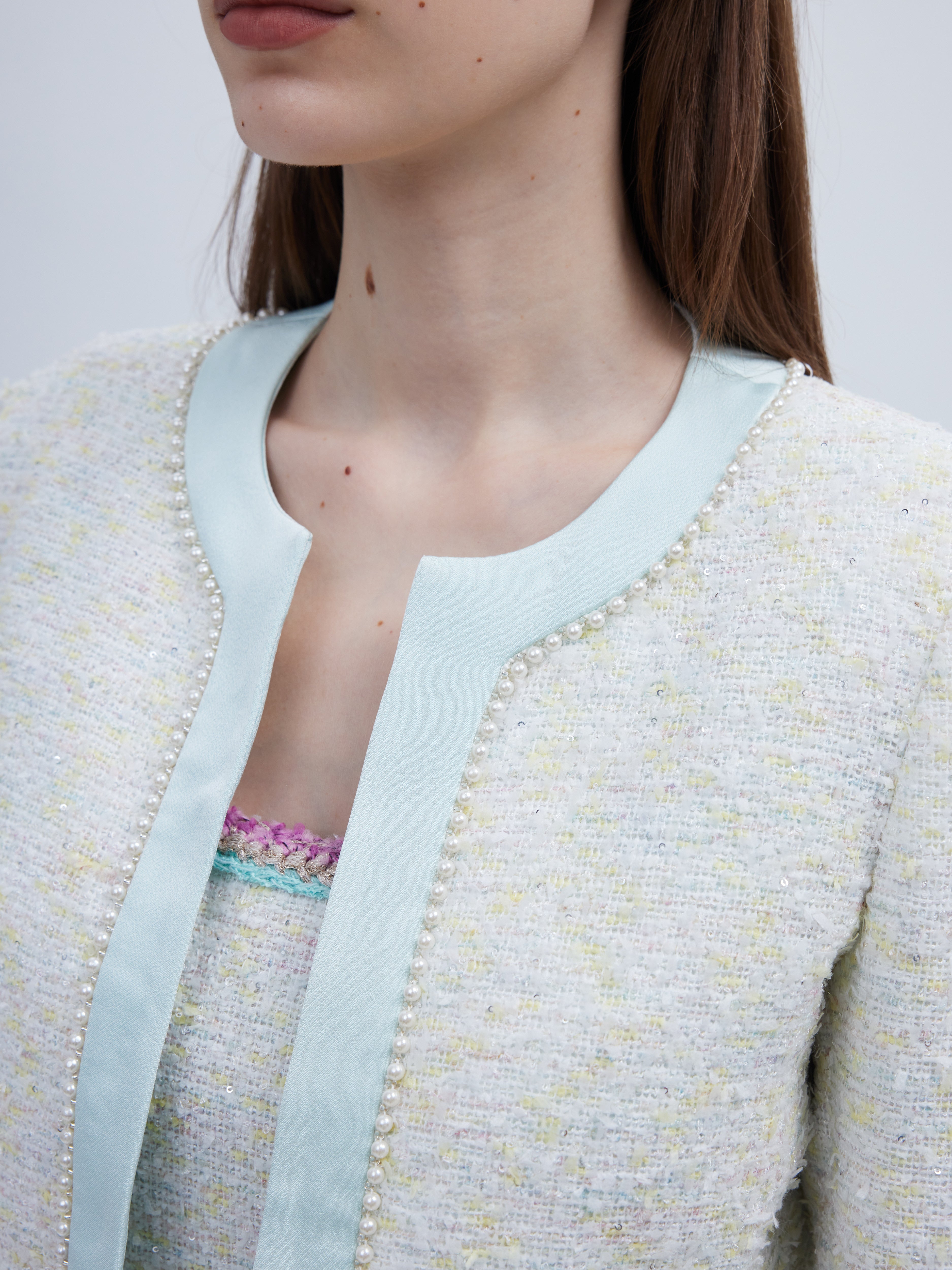 PASTEL TWEED TRIM JACKET