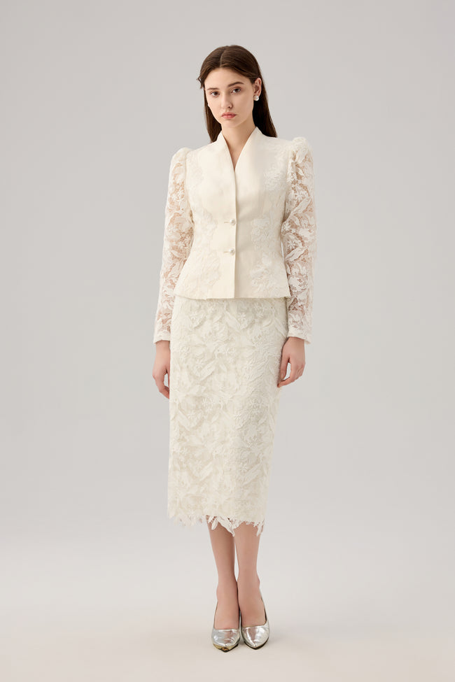 Lace Splicing stand up jacket Hover Image