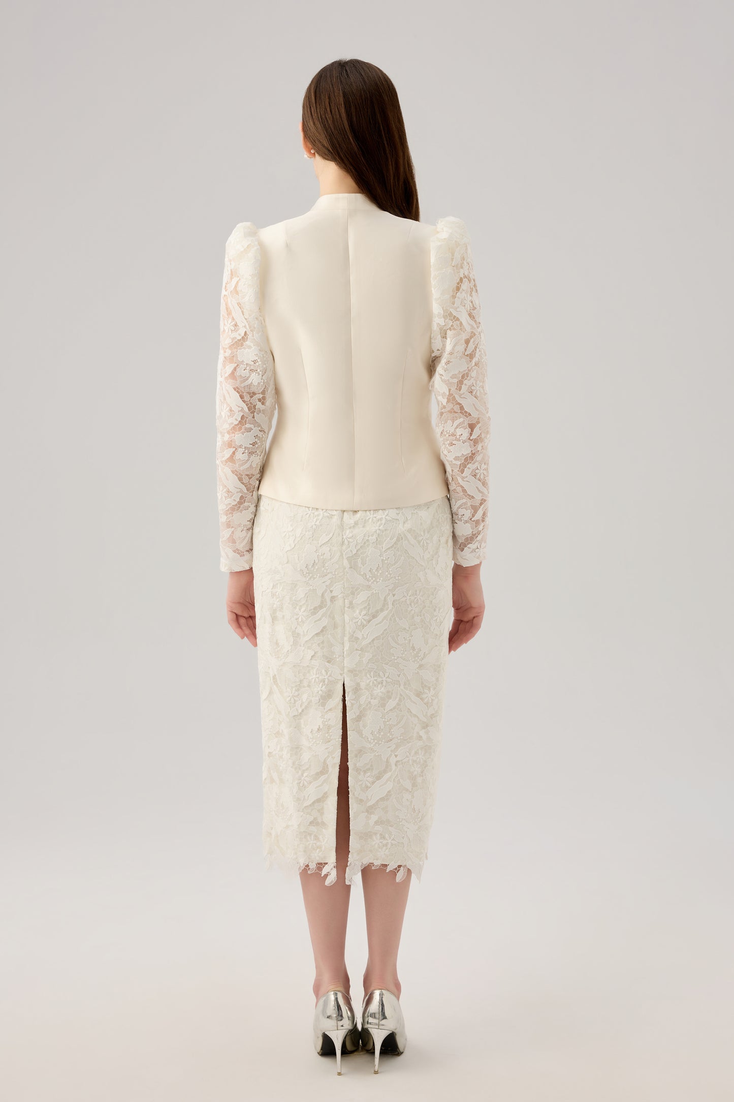 Lace Splicing stand up jacket