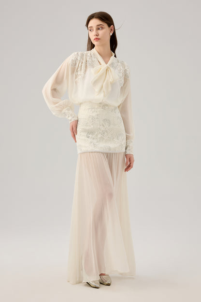 Chiffon shirt with lace