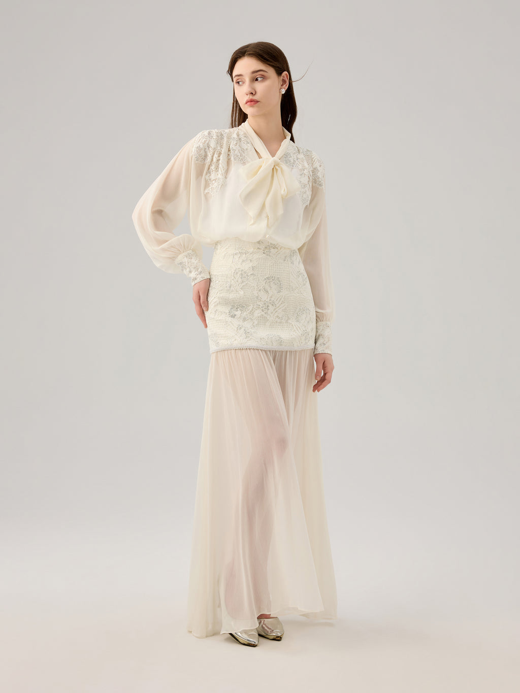 LACE CHIFFON SKIRT
