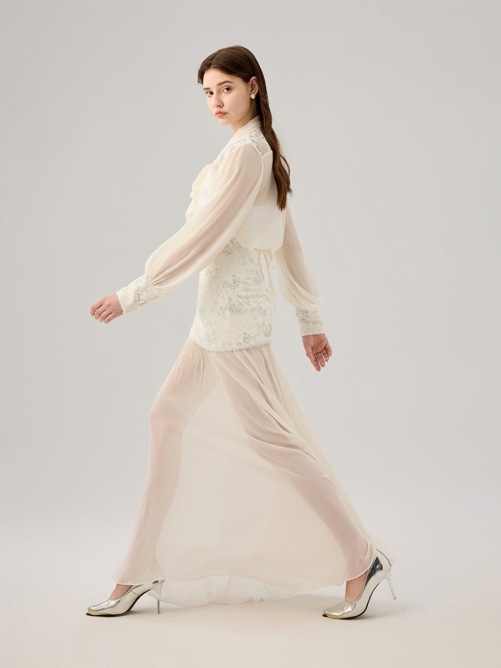 LACE CHIFFON SKIRT