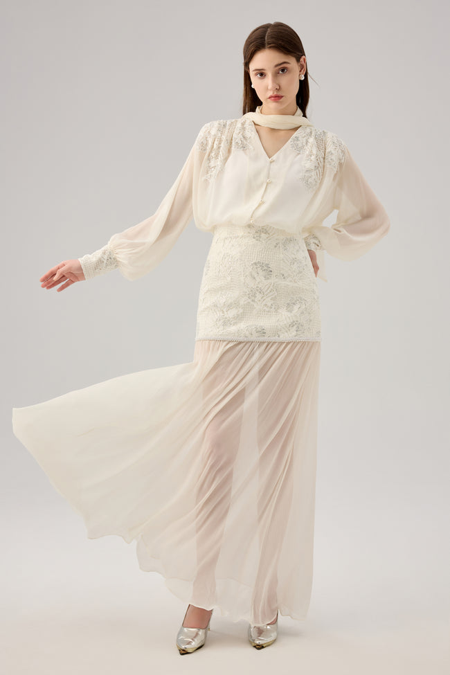 Chiffon lace skirt Hover Image