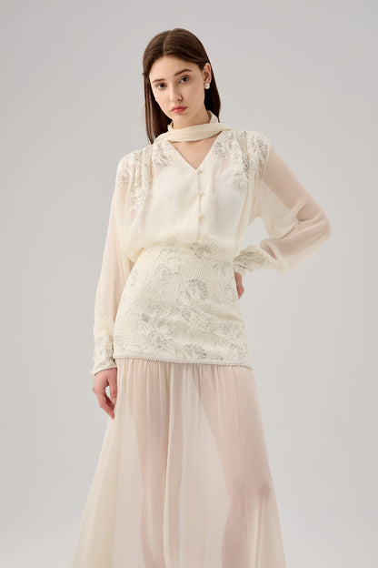 Chiffon shirt with lace