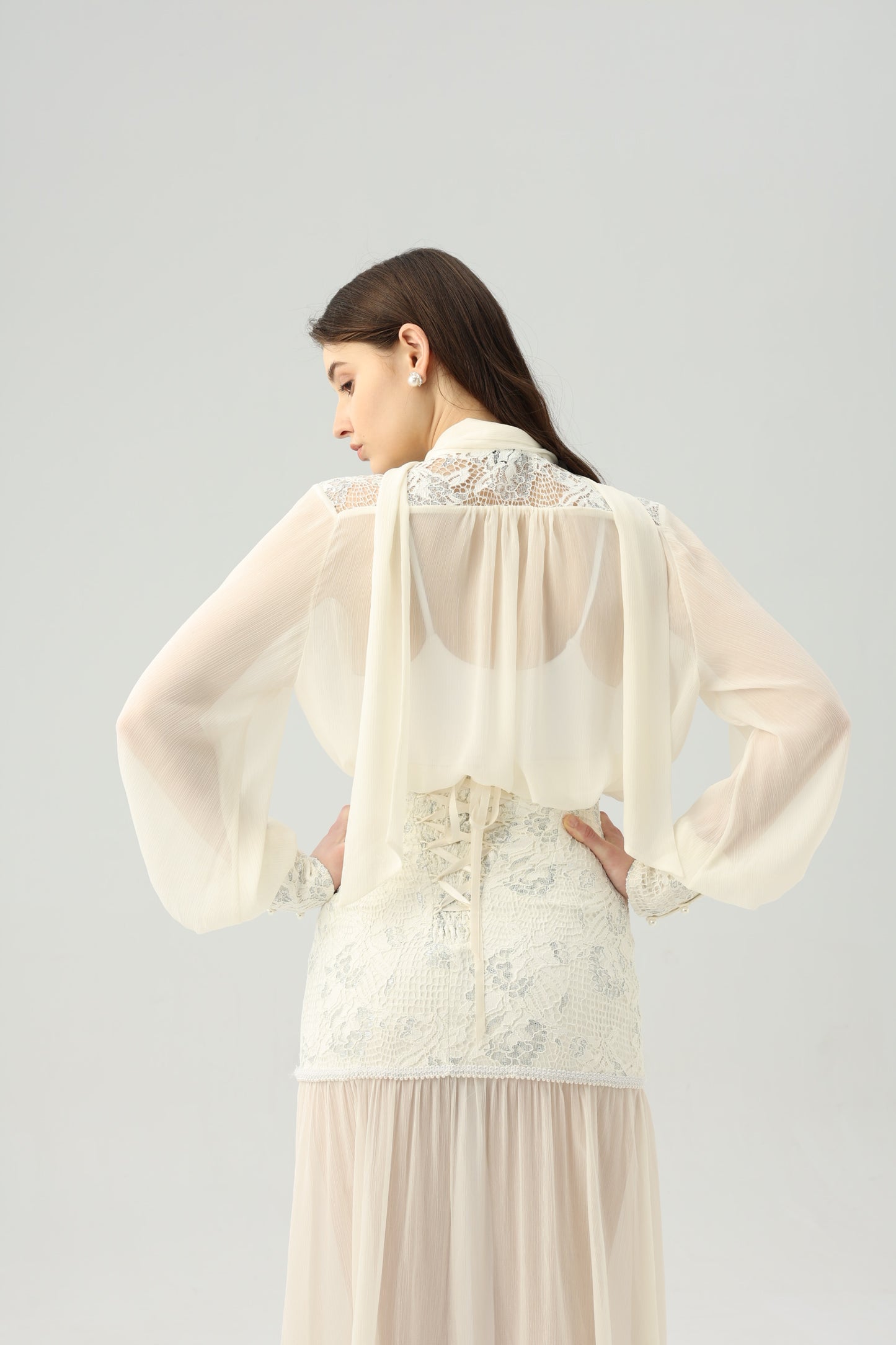 Chiffon shirt with lace