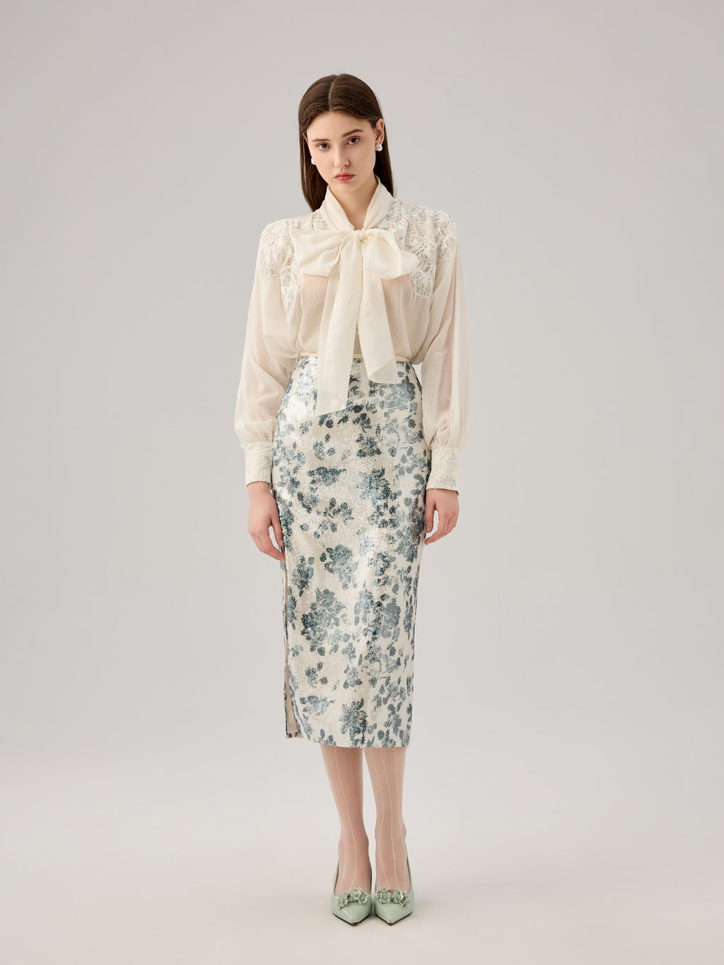 FLORAL SEQUINS SKIRT