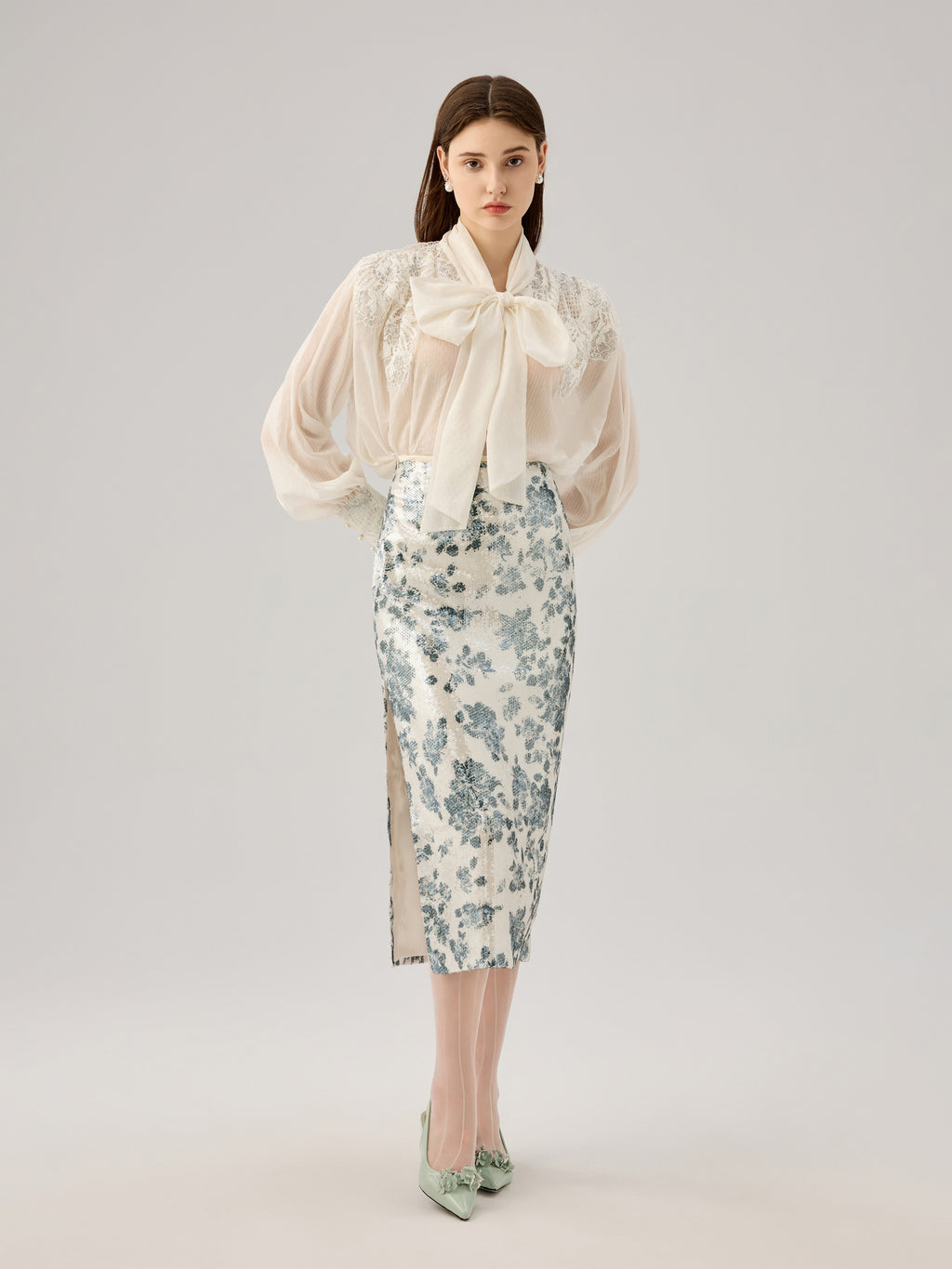 FLORAL SEQUINS SKIRT