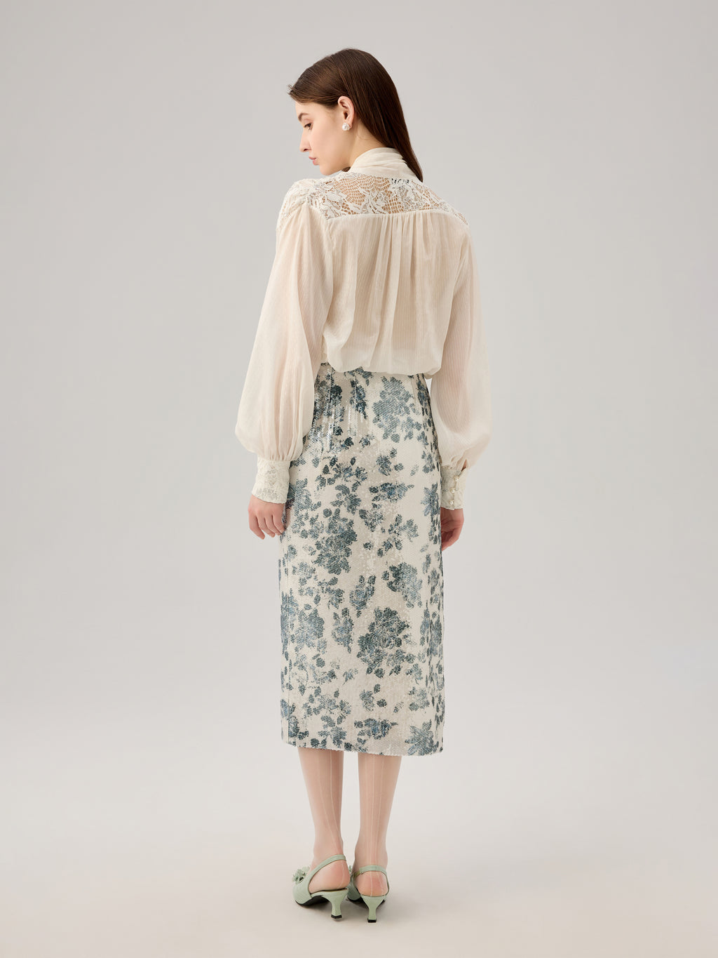 FLORAL SEQUINS SKIRT