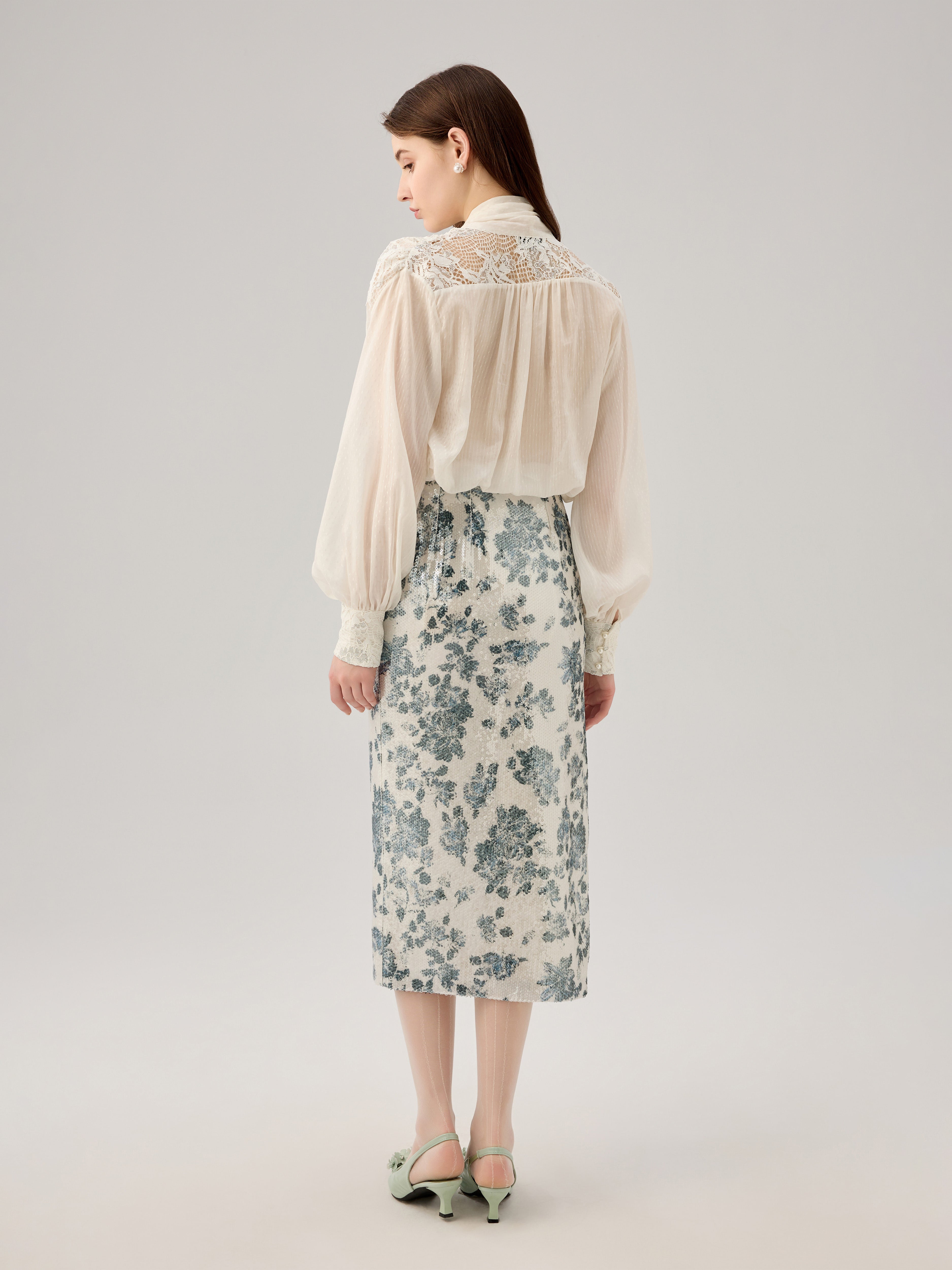 FLORAL SEQUINS SKIRT