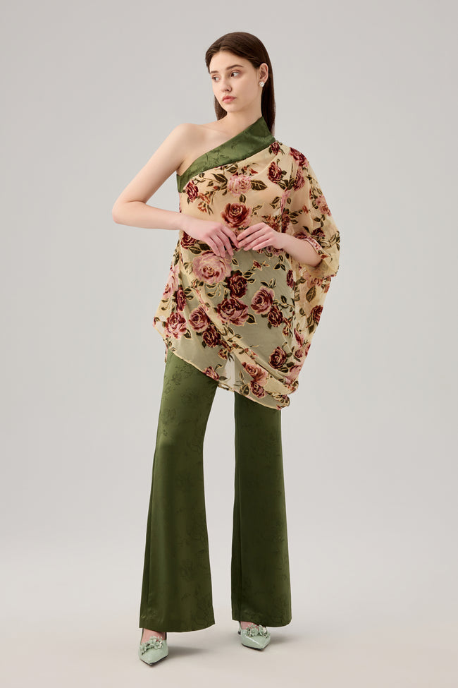 One shoulder rose top Main Image