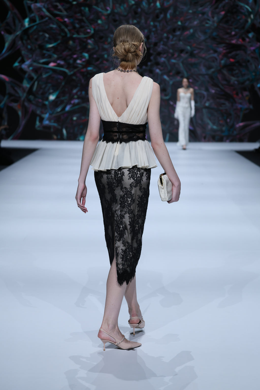 pleated chiffon lace top