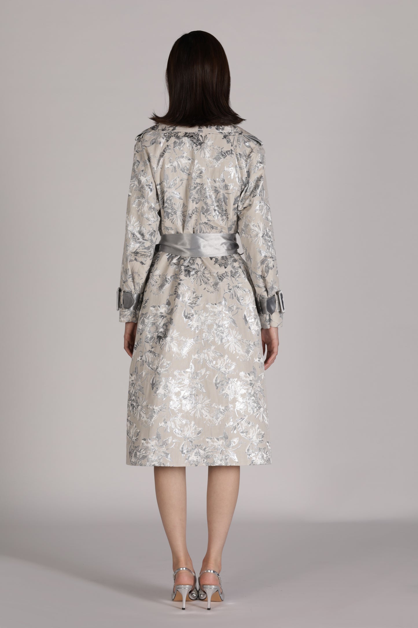 Silver Flora Trench Coat