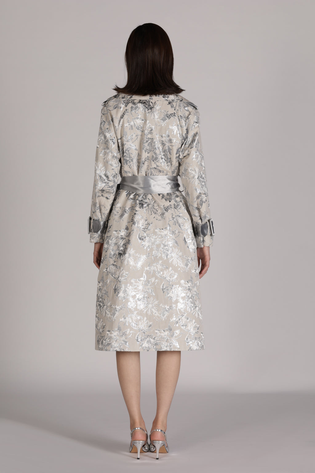 Silver Flora Trench Coat