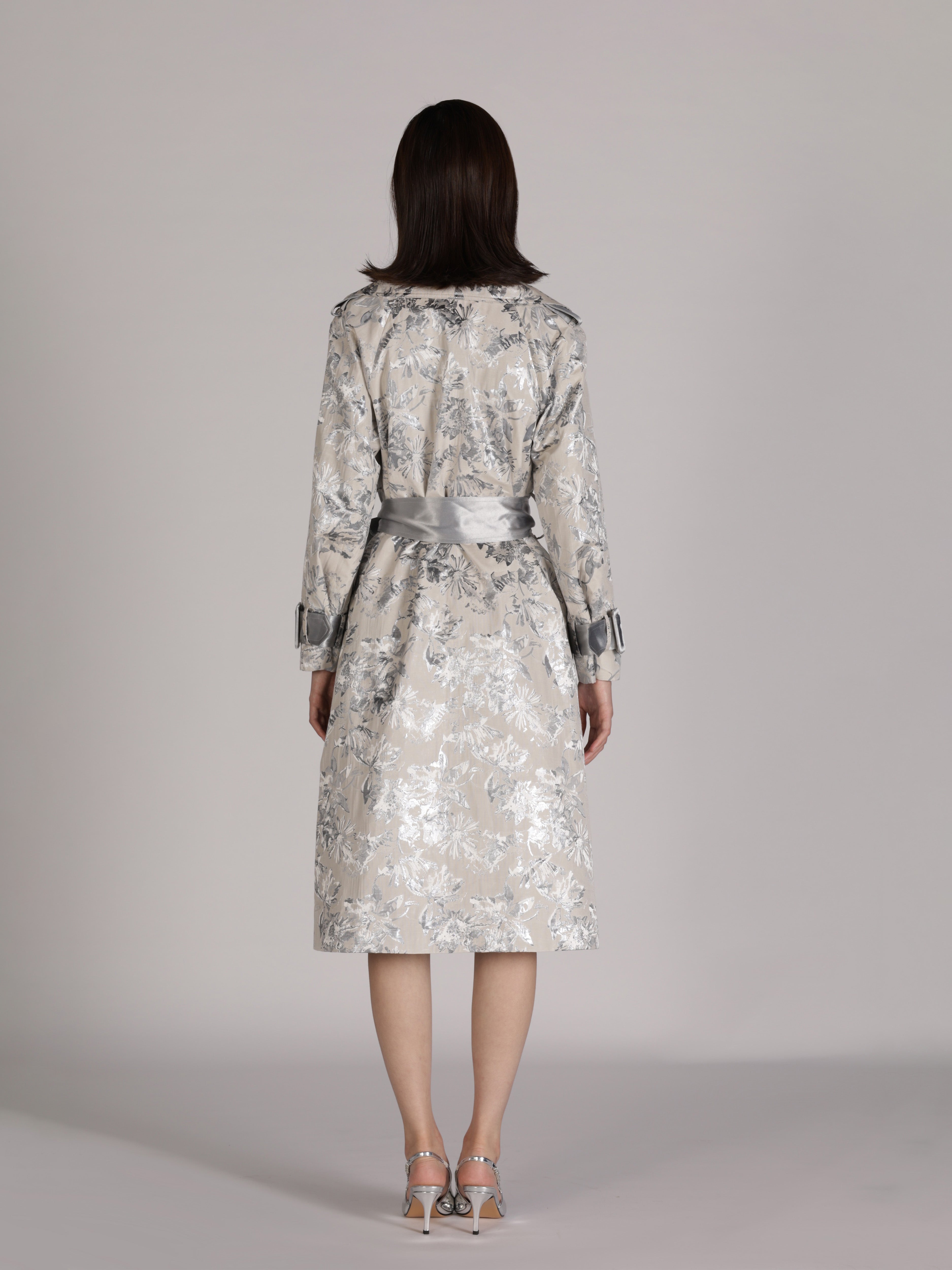SILVER FLORA TRENCH COAT