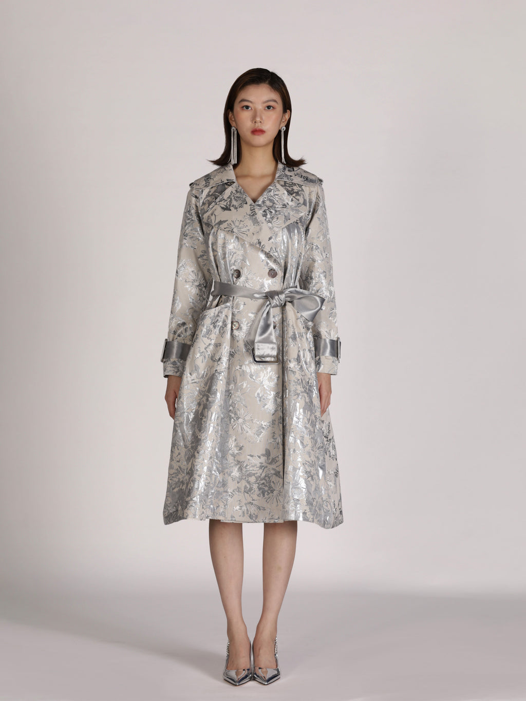 SILVER FLORA TRENCH COAT