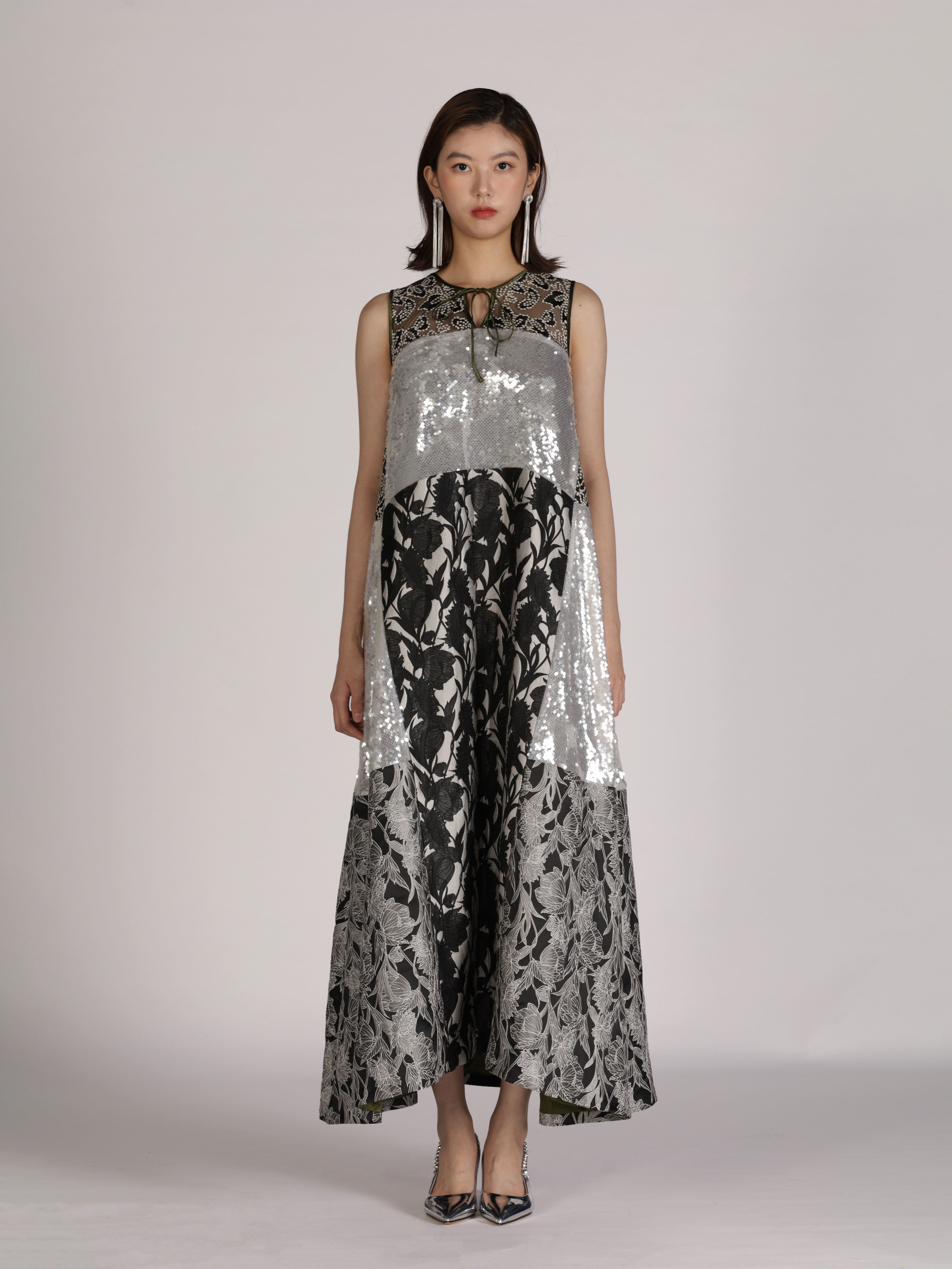 PATCHWORK SEQUIN GOWN