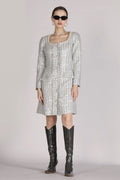 cat-eye tweed dress