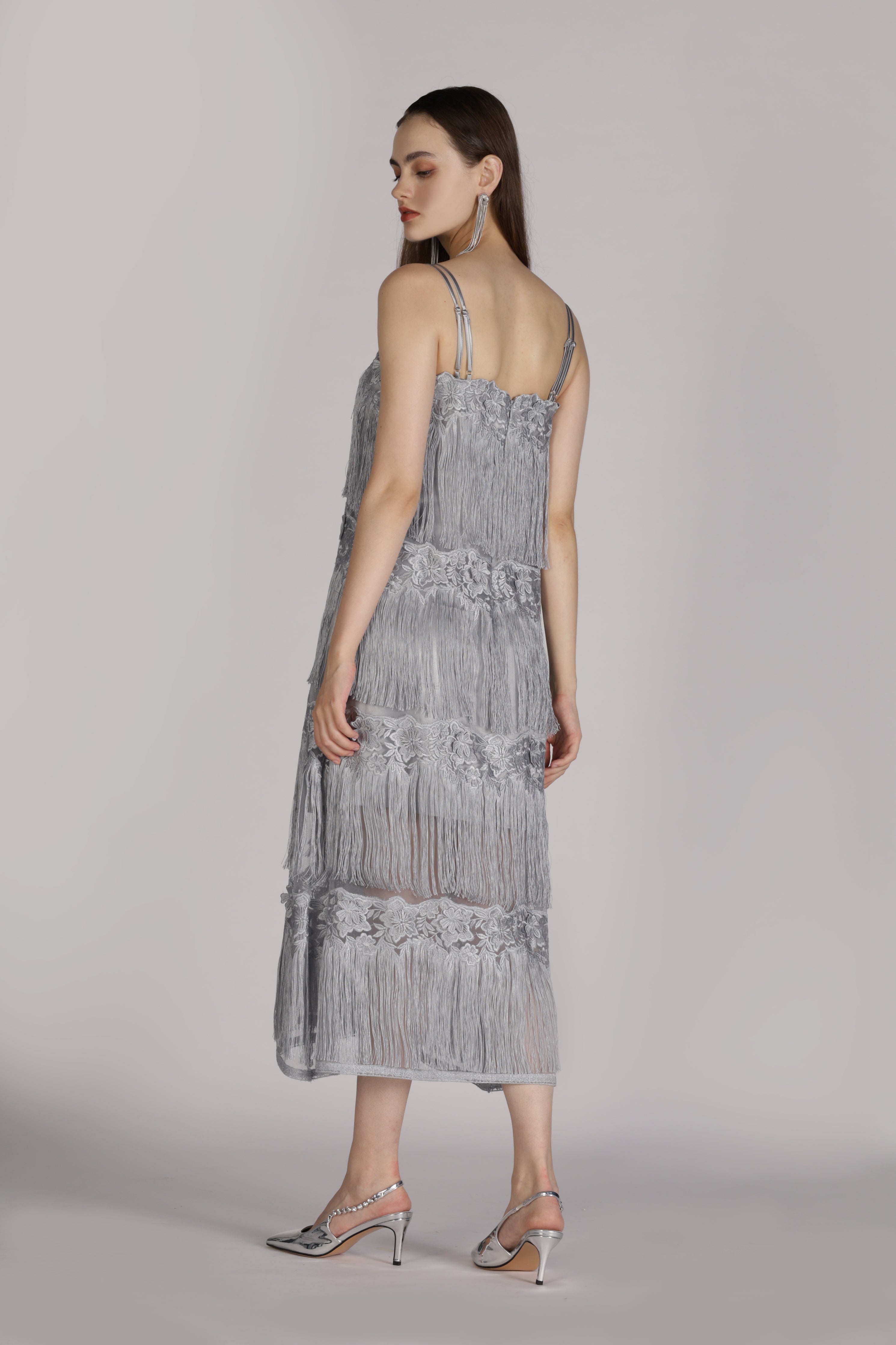 Fringe suspenders dress