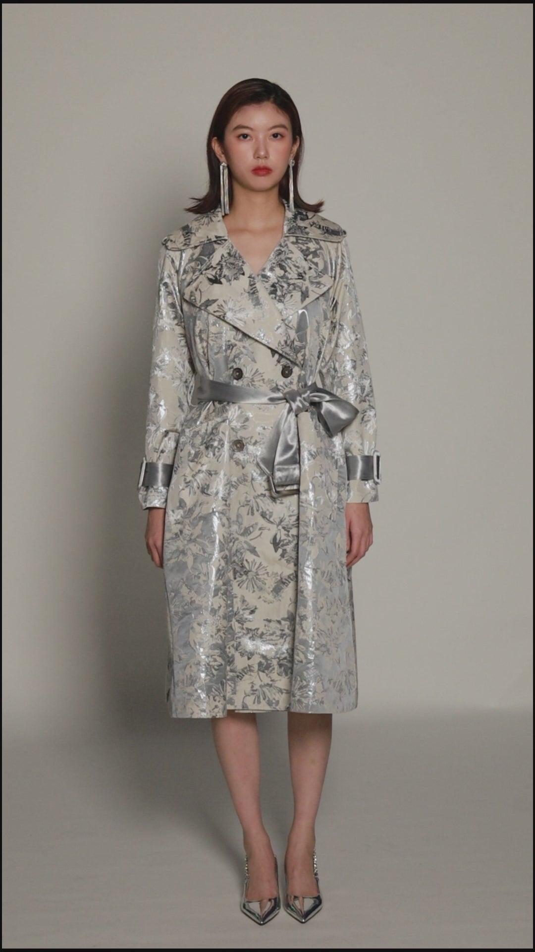 Silver Flora Trench Coat